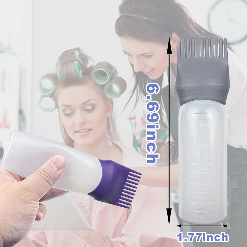 ELANE 4 Pack Root Comb Applicator Bottle for Hair Oiling, Dye, Shampoos and Salons (Purple+Grey) - Image 2